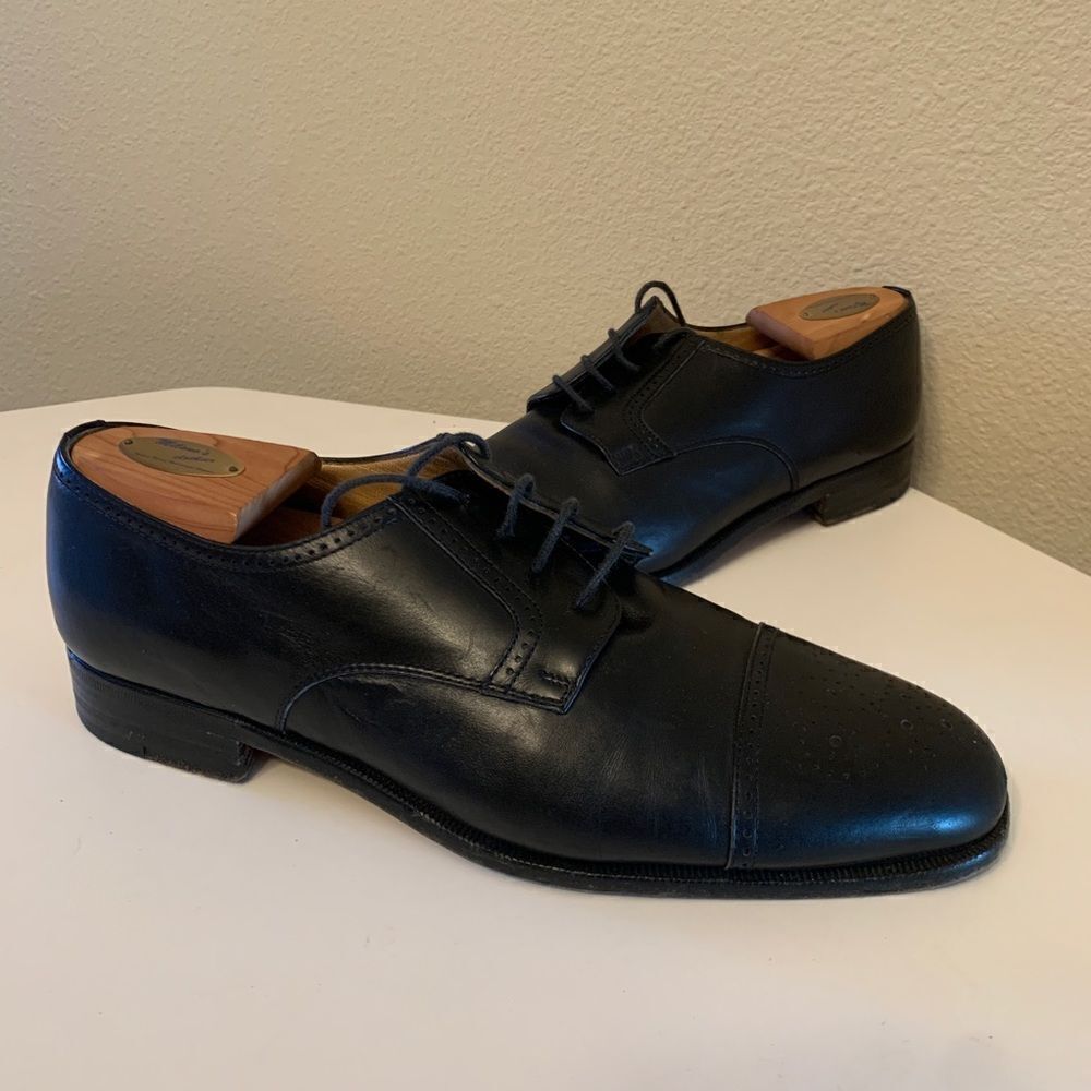 Moreschi Mens 9.5 Black Calfskin Oxford Shoes